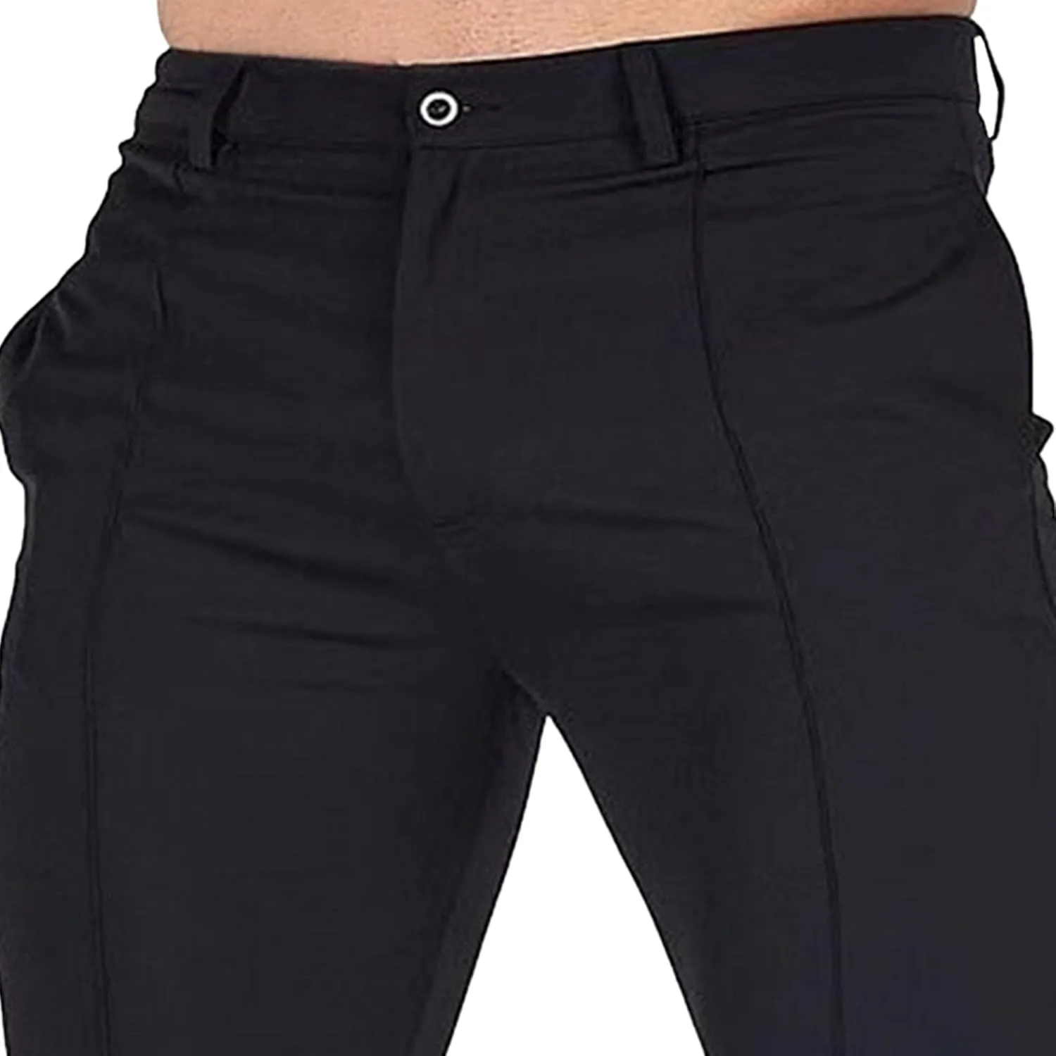 DGHM-JLMY Mens Solid Color Business Slim Pants Stretch Regular Slim Fit Casual Trousers Fashion Chino Pants