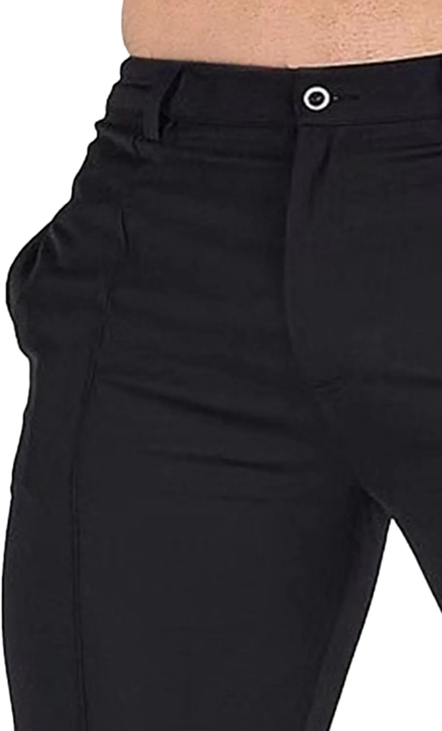 DGHM-JLMY Mens Solid Color Business Slim Pants Stretch Regular Slim Fit Casual Trousers Fashion Chino Pants