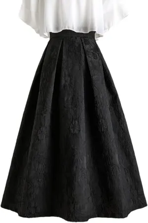 Disimlarl Spring Summer Vintage Skirt Women High Waist Pleated Black Midi Skirts