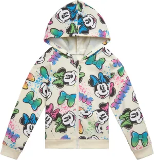 Disney Minnie Mouse Girls Fleece Zip Up Hoodie Toddler to Big Kid Sizes (2T - 14-16)