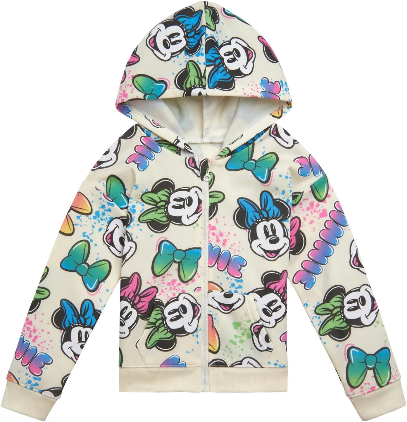 Disney Minnie Mouse Girls Fleece Zip Up Hoodie Toddler to Big Kid Sizes (2T - 14-16)
