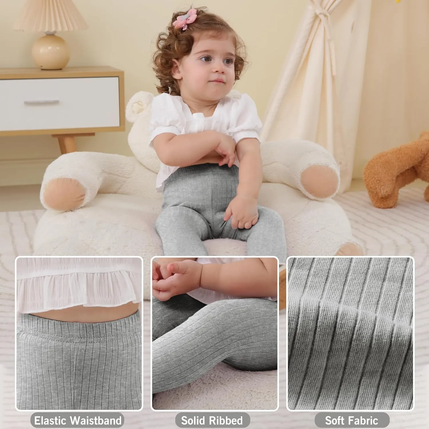 DREAM BUS Baby Girl Boy Pants Toddler Leggings Solid Ribbed Toddler Sweatpants Infant Newborn Leggings Baby Boy Jogger Pants