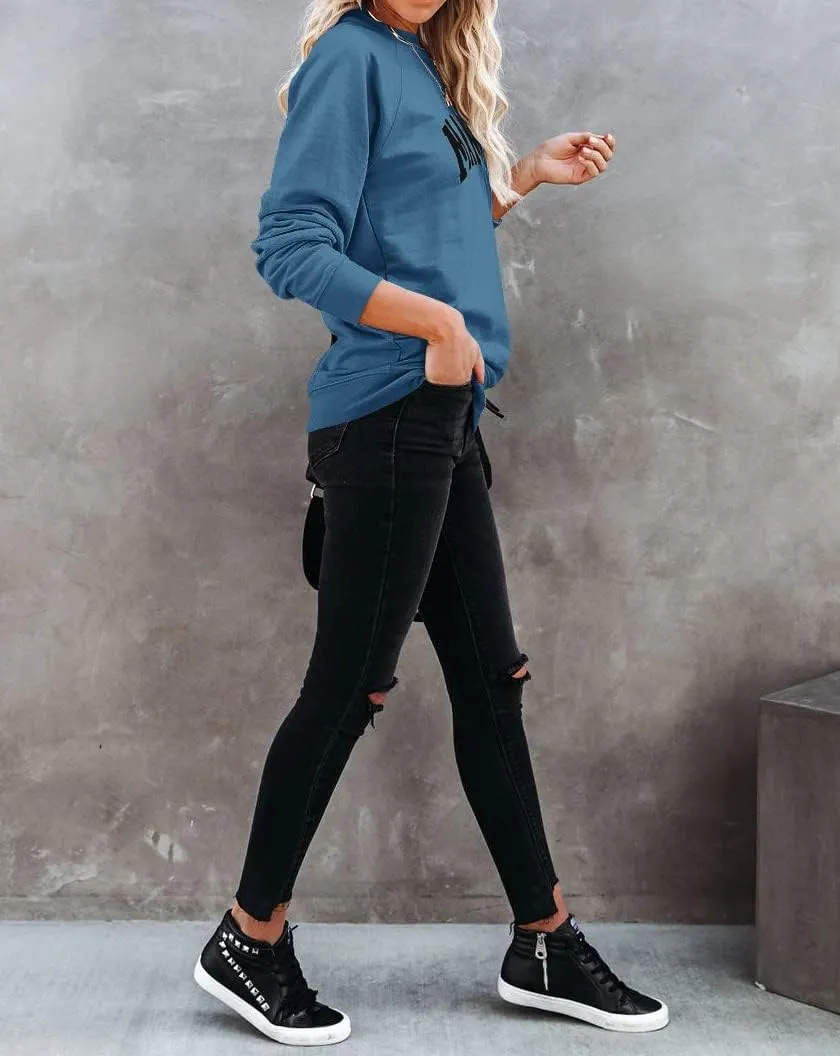 Dressmine Womens Crewneck Mama Sweatshirt Oversized Maternity Long Sleeve Shirt Cute Sweaters Graphic Hoodies