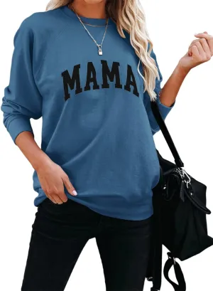 Dressmine Womens Crewneck Mama Sweatshirt Oversized Maternity Long Sleeve Shirt Cute Sweaters Graphic Hoodies