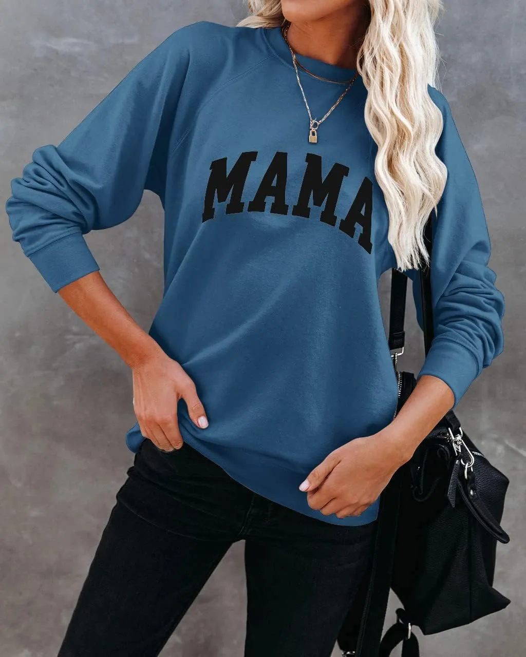 Dressmine Womens Crewneck Mama Sweatshirt Oversized Maternity Long Sleeve Shirt Cute Sweaters Graphic Hoodies