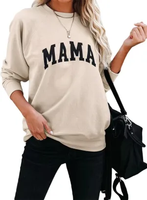 Dressmine Womens Crewneck Mama Sweatshirt Oversized Maternity Long Sleeve Shirt Cute Sweaters Graphic Hoodies