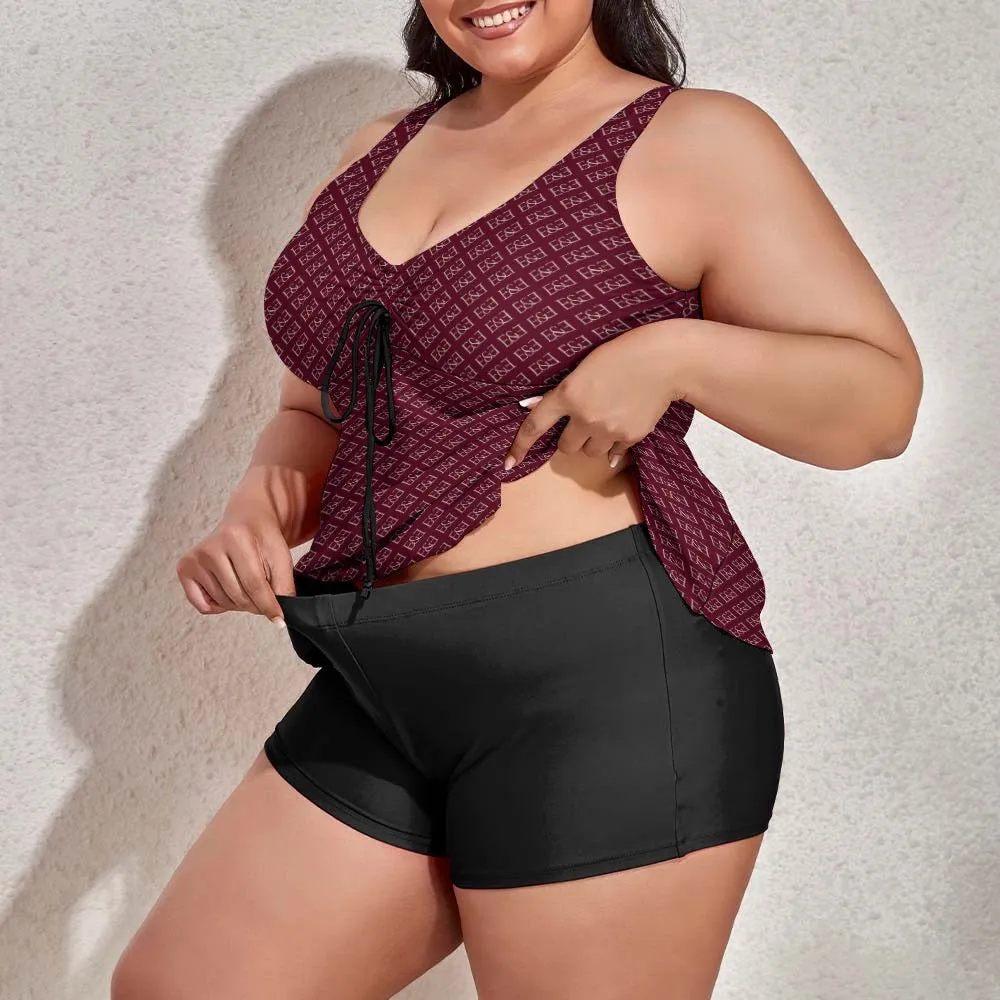 E&E Signature Pink Women's split swimsuit. Plus Size Bathing suit.