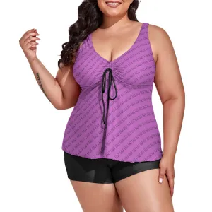 E&E Signature Pink Women's split swimsuit. Plus Size Bathing suit.