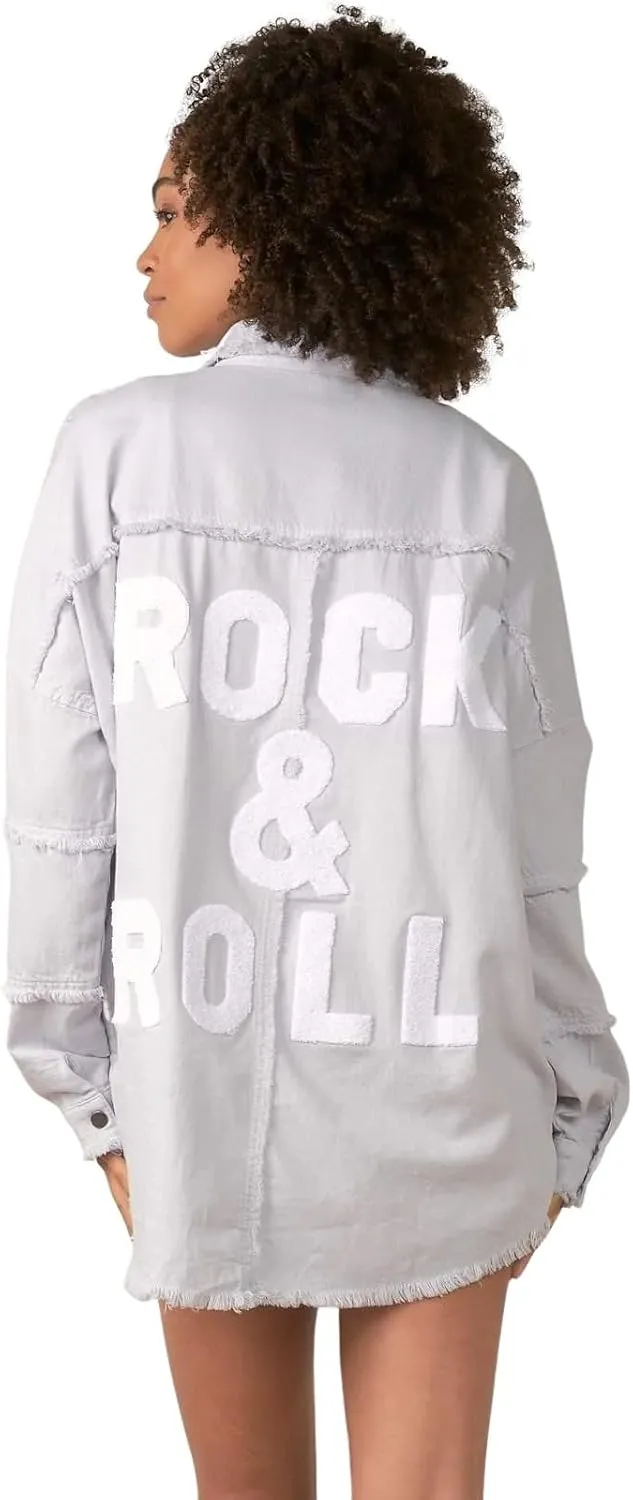 ELAN Women's Rock and Roll Distressed Button Up Jacket
