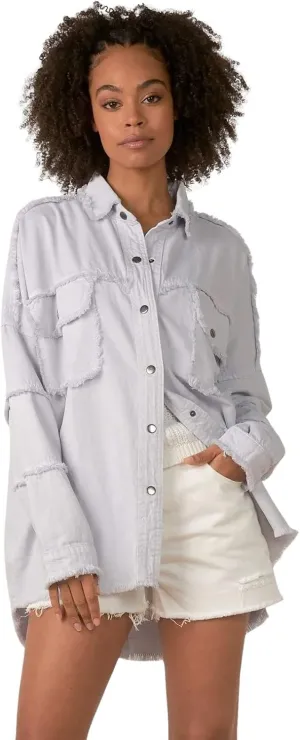 ELAN Women's Rock and Roll Distressed Button Up Jacket