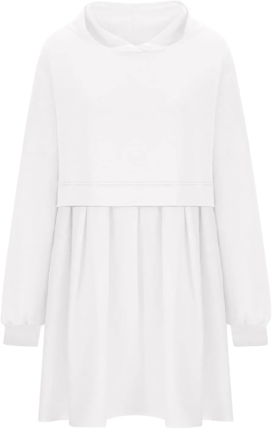 Elegant Women's Long Sleeve Pleated Skirt Dress Versatile A Line Midi Dress for Elegant Events and Casual Wear