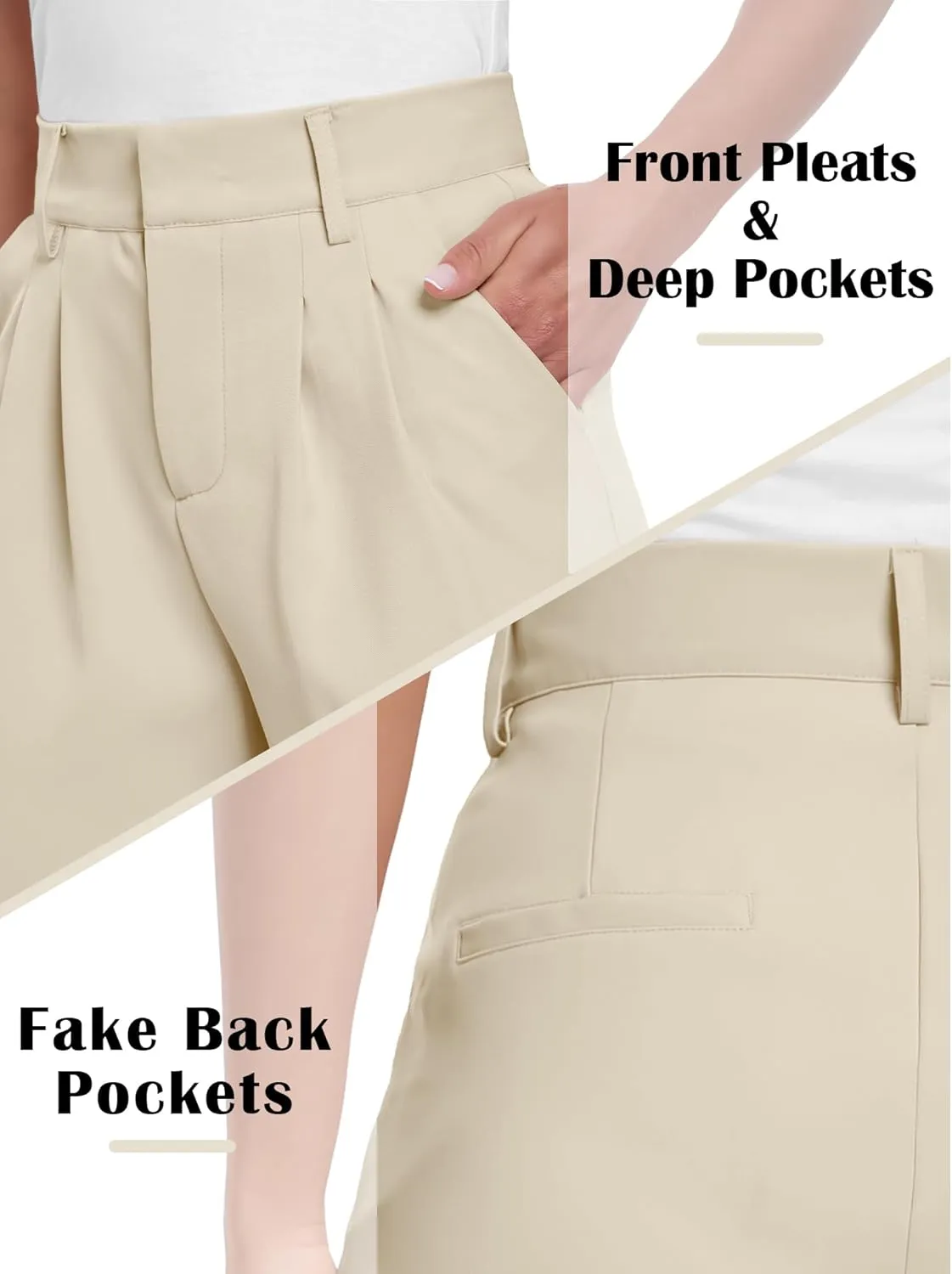 ELLEVEN Wide Leg Dress Pants for Woman, High Waisted Business Casual Work Trousers with Pockets