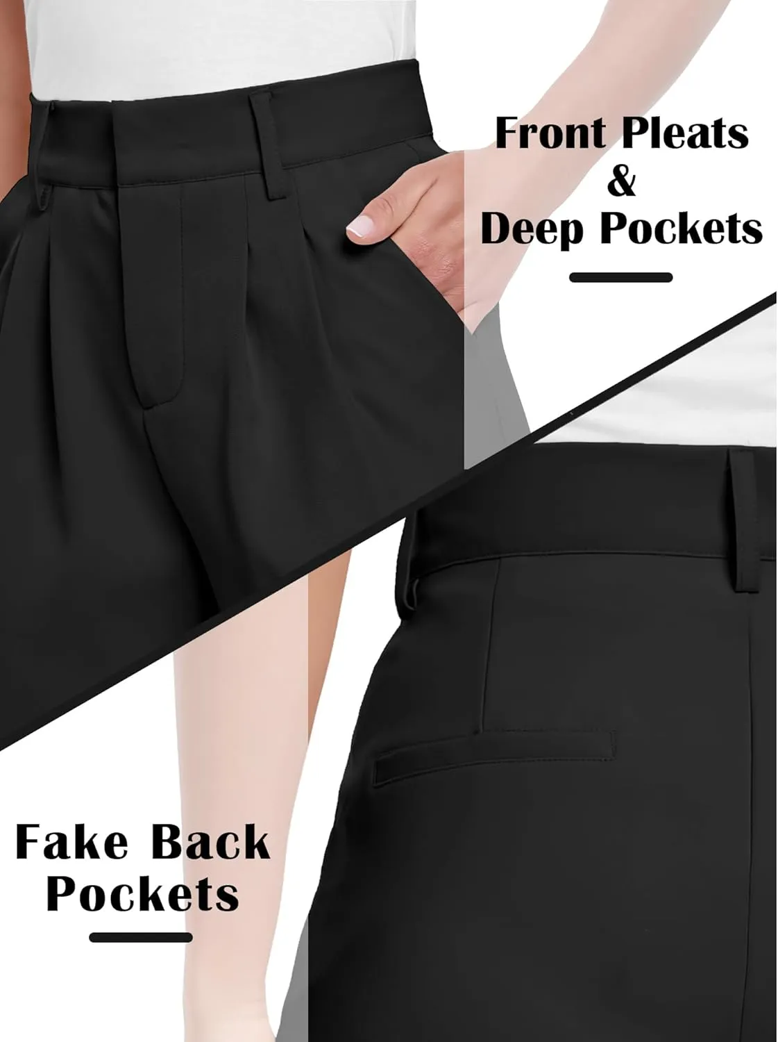 ELLEVEN Wide Leg Dress Pants for Woman, High Waisted Business Casual Work Trousers with Pockets