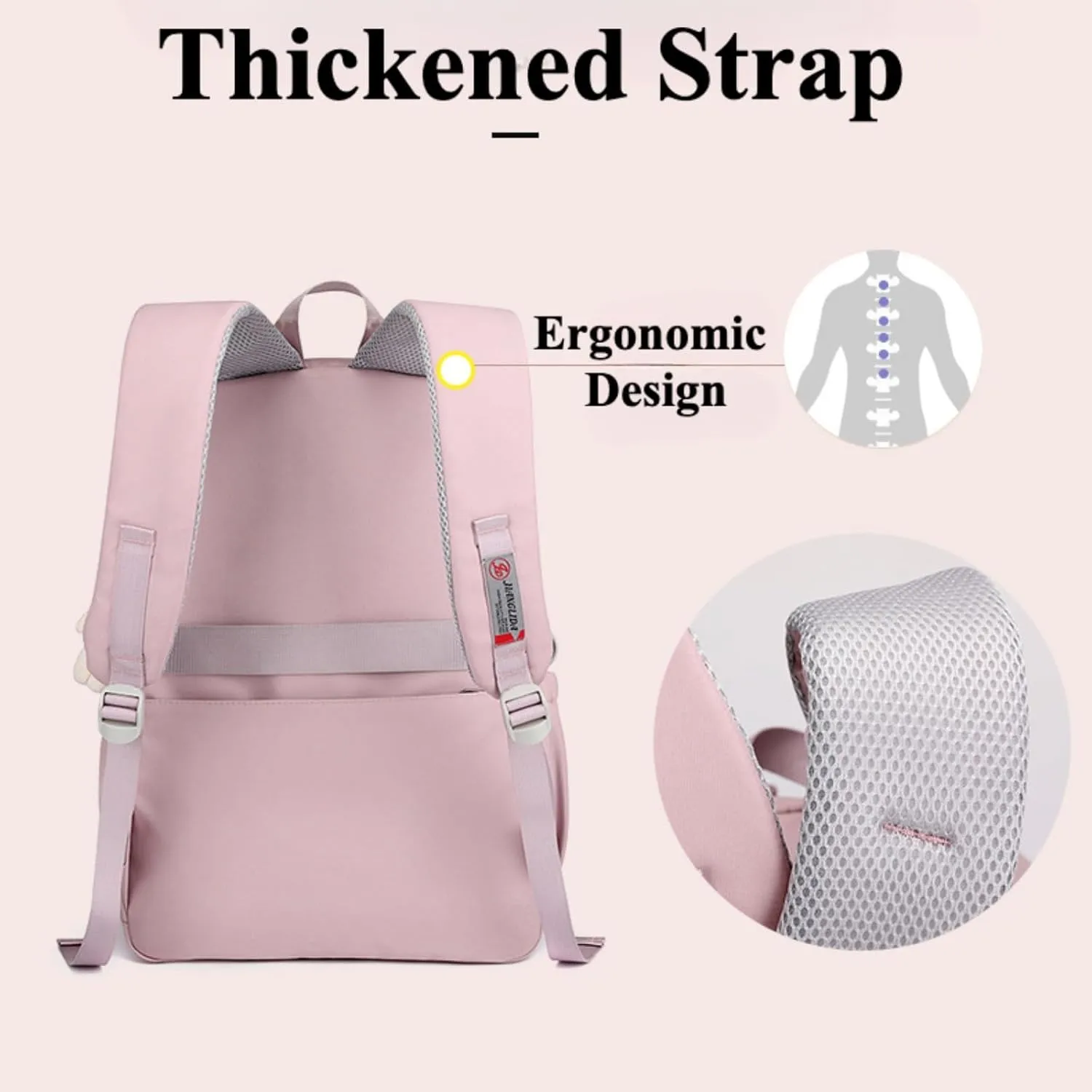 Fashion Backpack with 1pc Cartoon Bear Accessory Cute Big Capacity Lightweight 3 Compartments Laptop Travel Versatile (Purple)