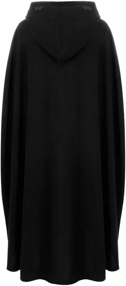 Fashion Hooded Trench Coat Cloak Halloween Costumes Woman 2025 Solid Split Woolen Outerwear Long Hoodies