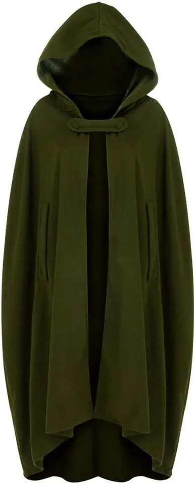 Fashion Hooded Trench Coat Cloak Halloween Costumes Woman 2025 Solid Split Woolen Outerwear Long Hoodies