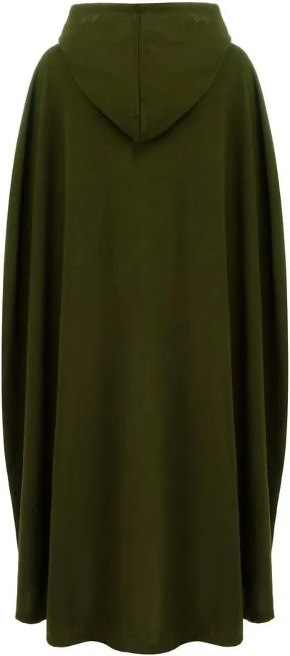 Fashion Hooded Trench Coat Cloak Halloween Costumes Woman 2025 Solid Split Woolen Outerwear Long Hoodies