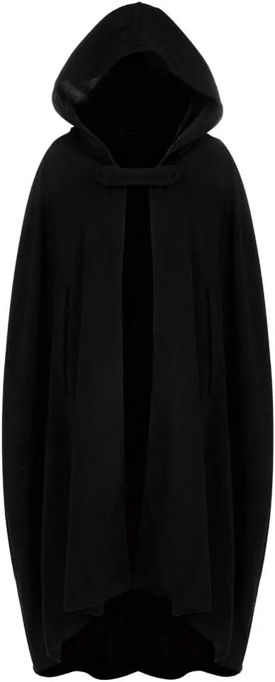 Fashion Hooded Trench Coat Cloak Halloween Costumes Woman 2025 Solid Split Woolen Outerwear Long Hoodies