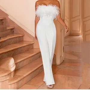 Feather Tube Top Sexy Women Jump Suits Wholesale Jumpsuits