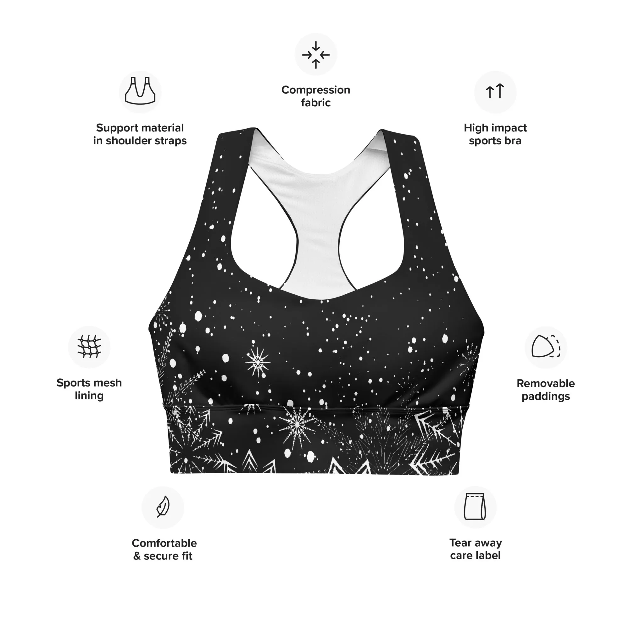 Festive Yoga Longline Sports Bra, lioness-love