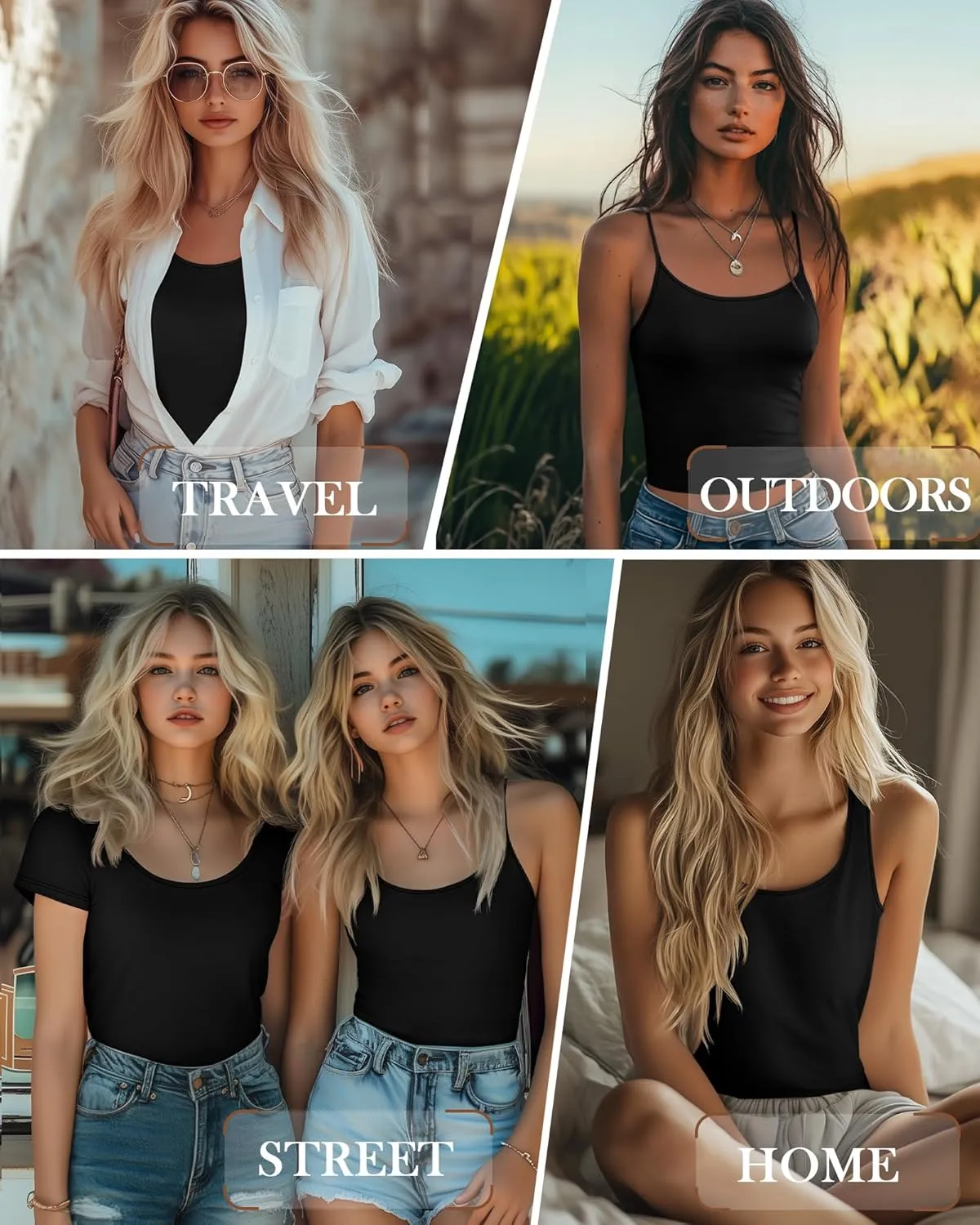 Ficerd 3 Pack Women's Cotton Tops Scoop Neck Short Sleeve T Shirt Summer Slim Fit Tank Top Basic Tight Camisole Tank