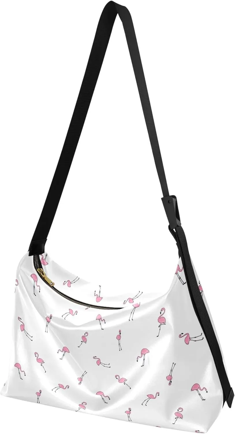 Flamingo Pink Flamingos Soft Leather Hobo Bags for Women Women's Large Purse Soft Animal Print Ladies Hobo Handbags