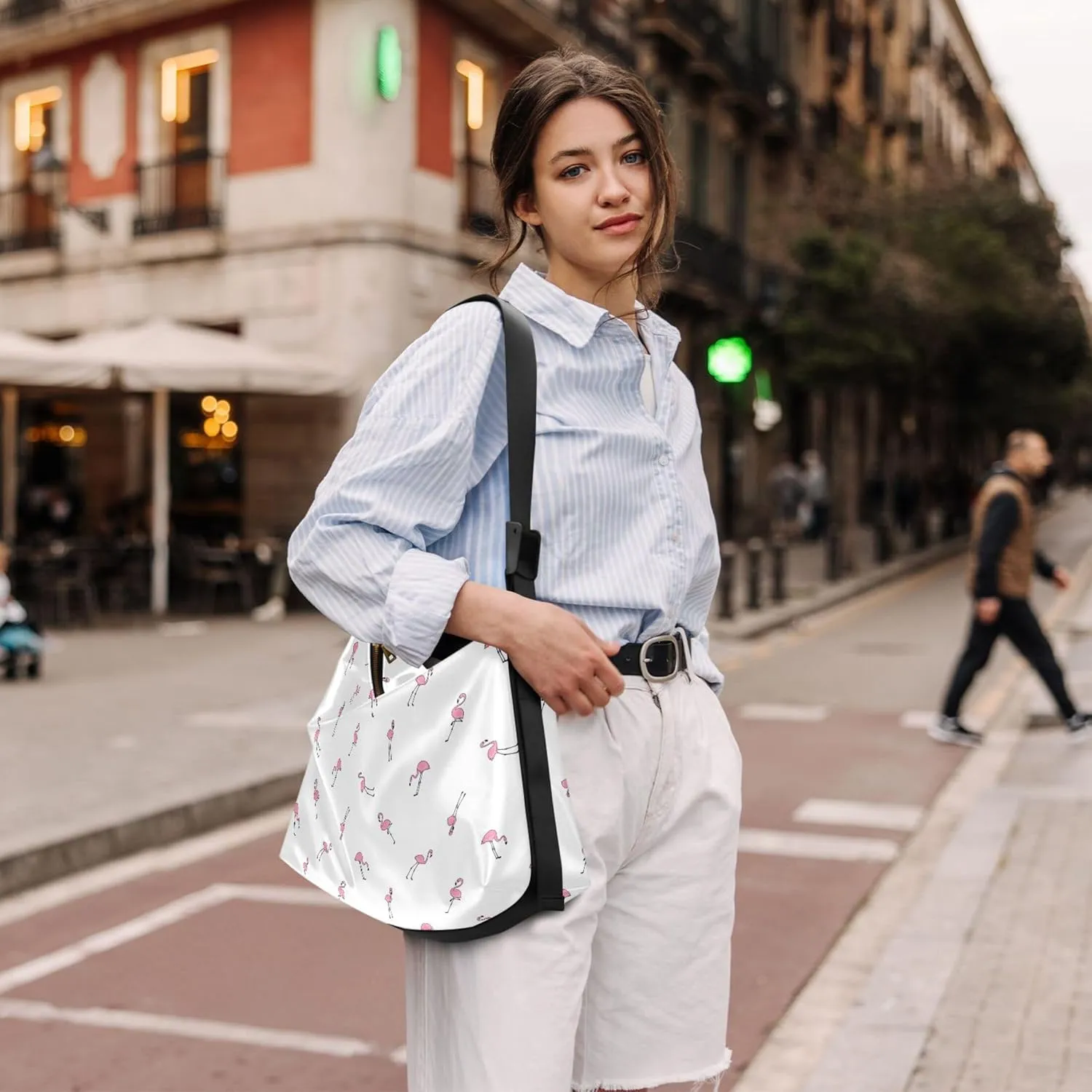 Flamingo Pink Flamingos Soft Leather Hobo Bags for Women Women's Large Purse Soft Animal Print Ladies Hobo Handbags