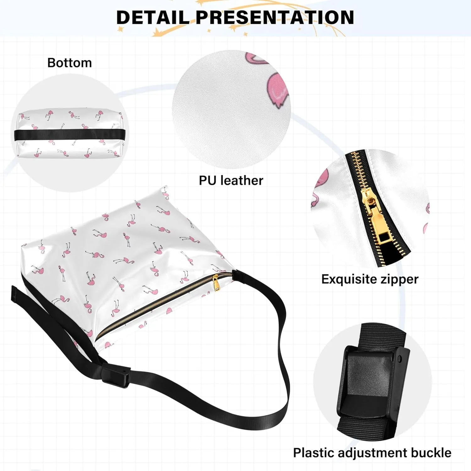 Flamingo Pink Flamingos Soft Leather Hobo Bags for Women Women's Large Purse Soft Animal Print Ladies Hobo Handbags