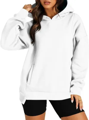 Fleece Hoodies for Women Baggy Drop Shoulder Oversized Sweatshirt Trendy Y2K Hoodie Casual Pullover Tops with Pockets