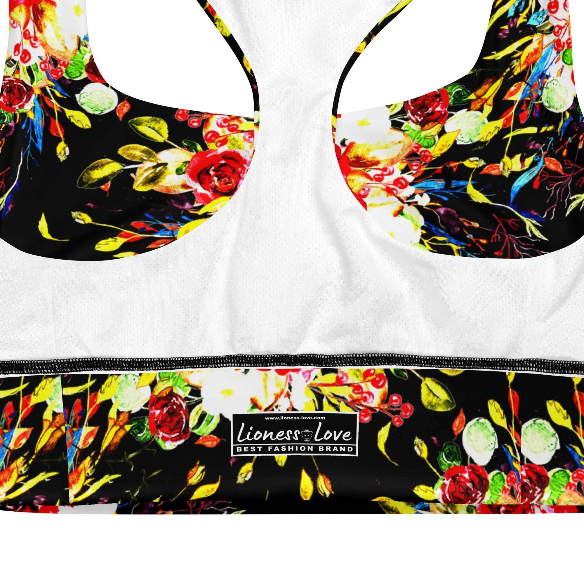 Floral Print Best Longline Sports Bra, lioness-love
