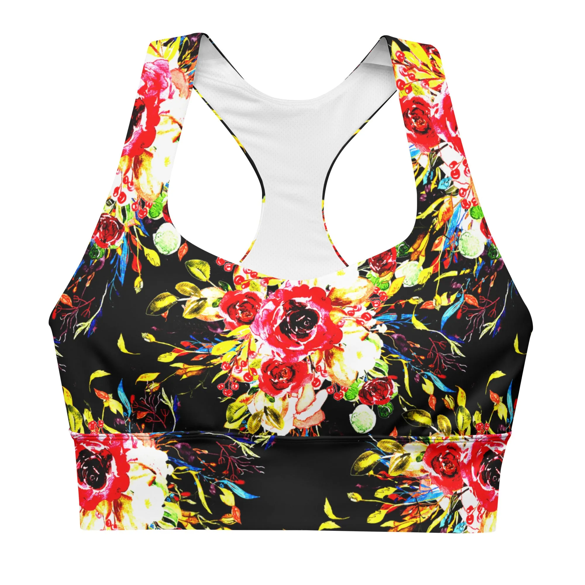 Floral Print Best Longline Sports Bra, lioness-love