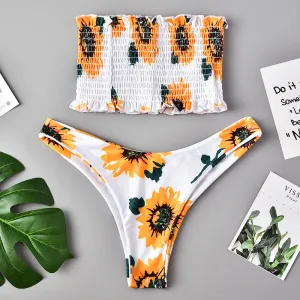 Floral print Bikini Set Women 2020 Sunflower Two-Pieces swimming suits swimwear strapless push up swimsuit sxey Beach wear