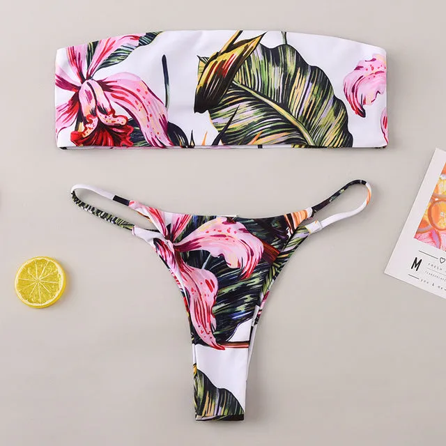 Floral print Bikini Set Women 2020 Sunflower Two-Pieces swimming suits swimwear strapless push up swimsuit sxey Beach wear