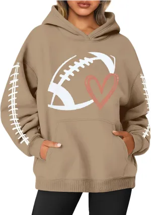 Football Mom Hoodie Women Long Sleeve Soccer Mom Sweatshirt Fall 2024 Sweatshirts Winter Outfits 2024 With Pockets
