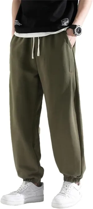 FULBHPRINT Men's Jogger Sweatpants Drawstring Streetwear Casual Baggy Trousers Cotton Loose Harem Pant Plus Size