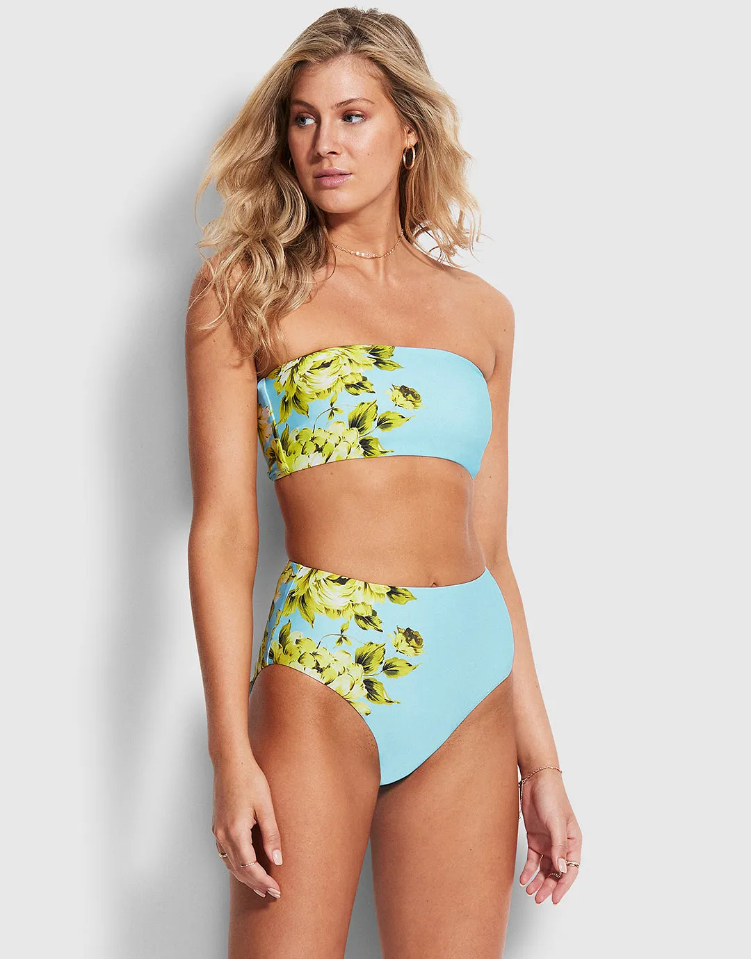 Full Bloom Tube Bikini Top - Sky