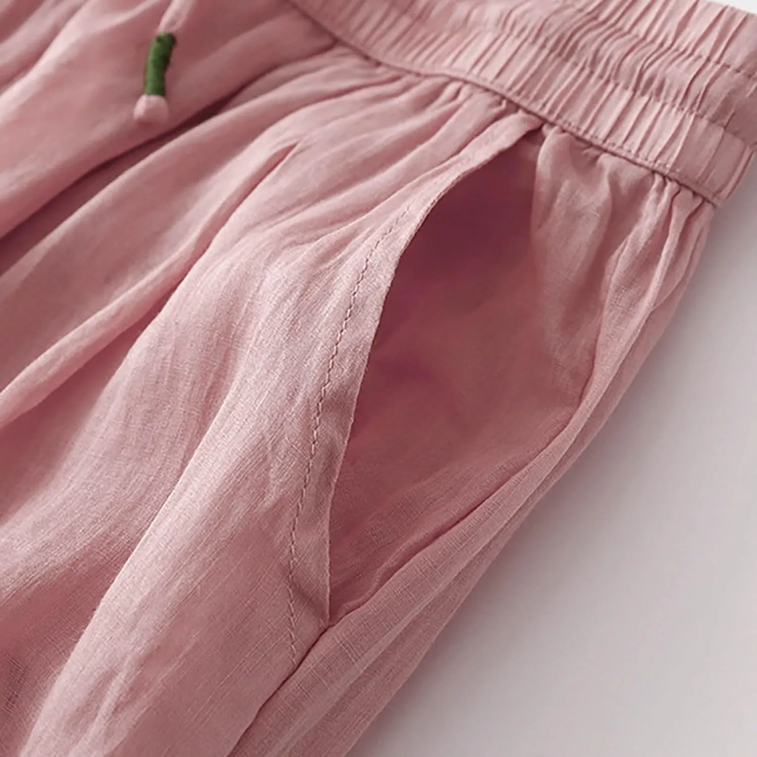 FZYLQY Wide Leg Pants for Women Cotton Linen Lounge Trousers Summer Trendy Solid Color Elastic Waist Drawstring Casual Pants