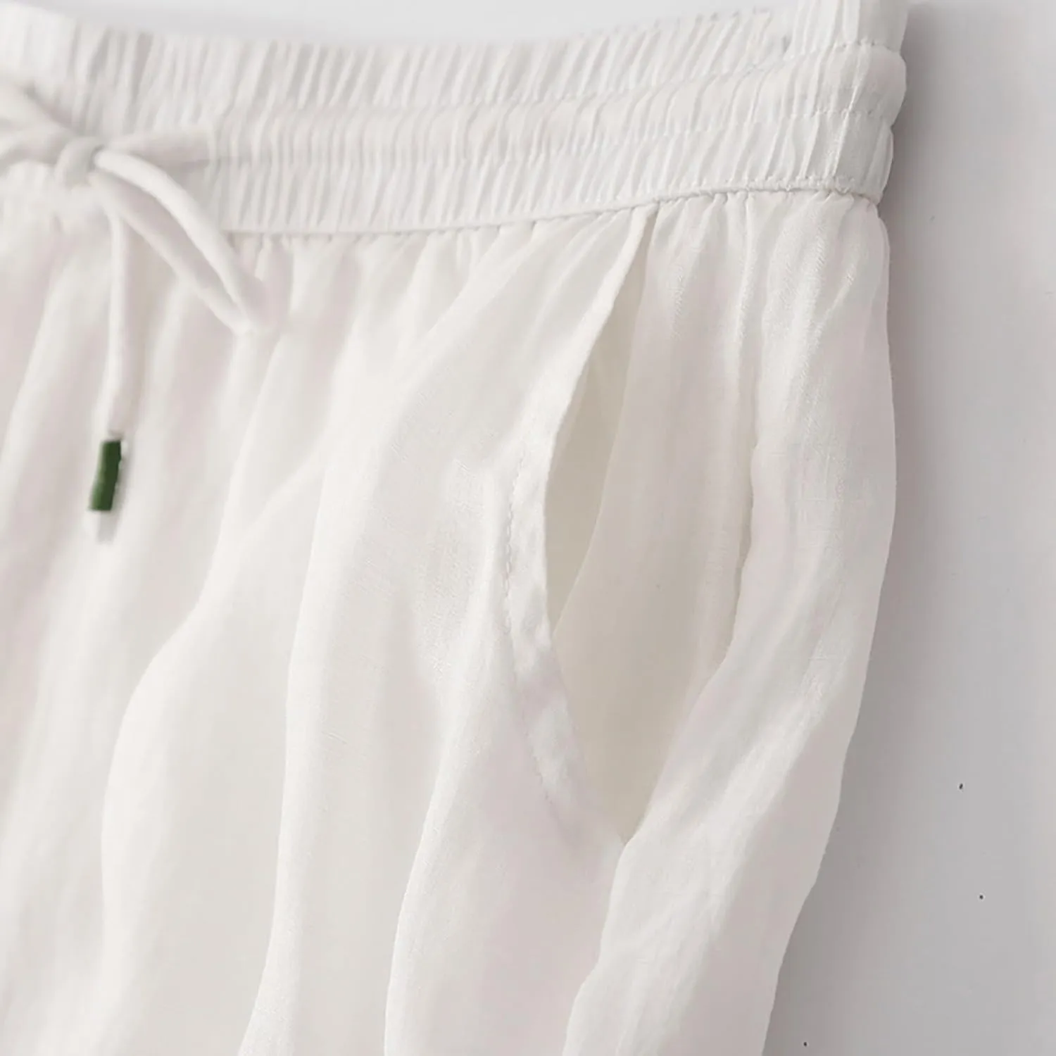 FZYLQY Wide Leg Pants for Women Cotton Linen Lounge Trousers Summer Trendy Solid Color Elastic Waist Drawstring Casual Pants