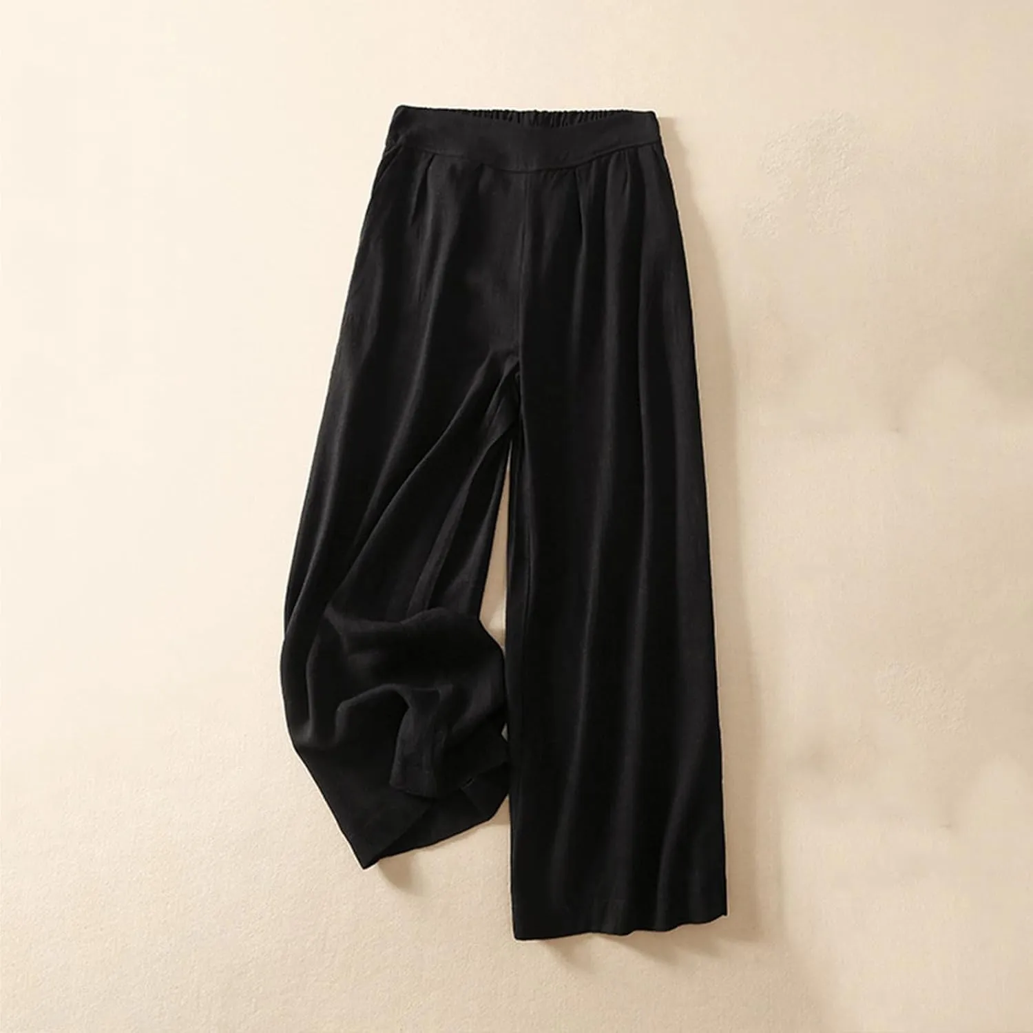 FZYLQY Women Cotton Linen Pants Casual Wide Leg Palazzo Pants High Waist Loose Capri Pants 2025 Summer Trousers with Pockets