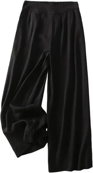 FZYLQY Women Cotton Linen Pants Casual Wide Leg Palazzo Pants High Waist Loose Capri Pants 2025 Summer Trousers with Pockets