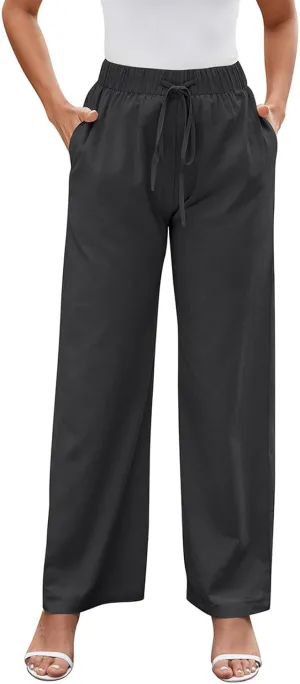 FZYLQY Women's Wide Leg Pants High Elastic Waisted Business Work Trousers Long Straight 2025 Summer Short Pants for Ladies