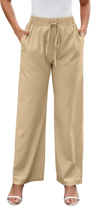 FZYLQY Women's Wide Leg Pants High Elastic Waisted Business Work Trousers Long Straight 2025 Summer Short Pants for Ladies
