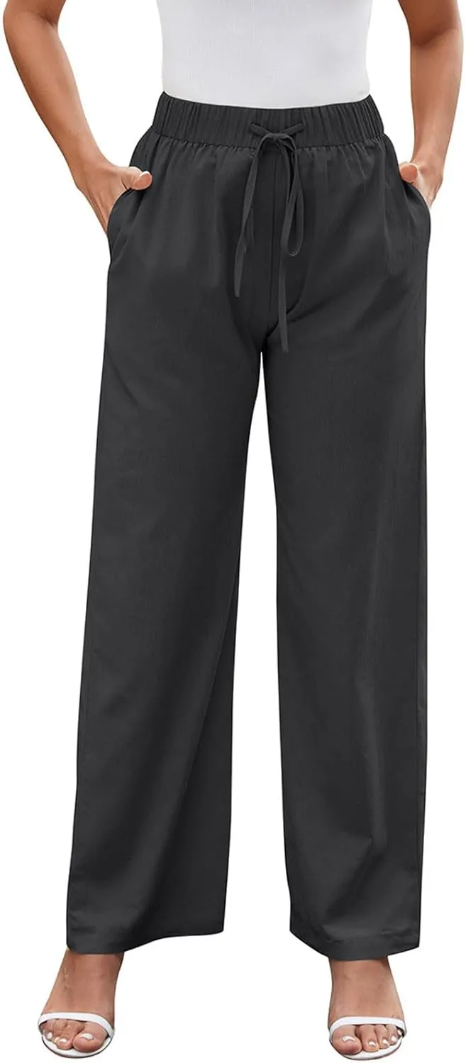 FZYLQY Women's Wide Leg Pants High Elastic Waisted Business Work Trousers Long Straight 2025 Summer Short Pants for Ladies