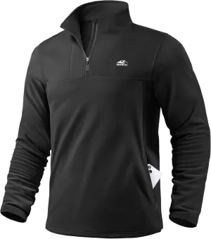 G Gradual Men's Quarter Zip Pullover with Zipper Pocket Fleece Lined Warm Sweater Golf Hiking Outdoor Lightweight Sweatshirt