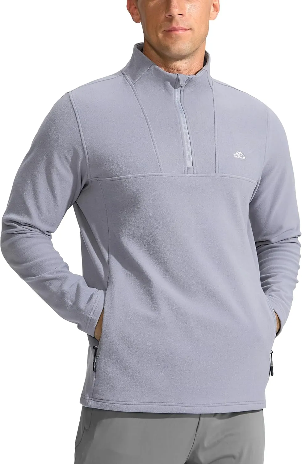 G Gradual Men's Quarter Zip Pullover with Zipper Pocket Fleece Lined Warm Sweater Golf Hiking Outdoor Lightweight Sweatshirt