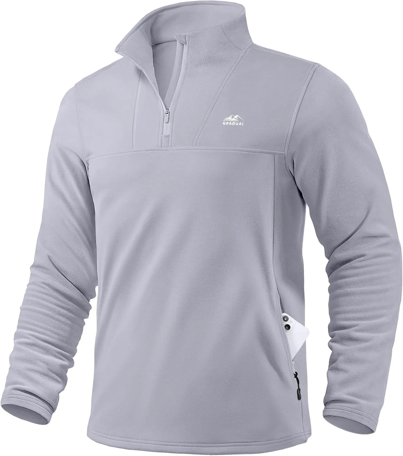 G Gradual Men's Quarter Zip Pullover with Zipper Pocket Fleece Lined Warm Sweater Golf Hiking Outdoor Lightweight Sweatshirt