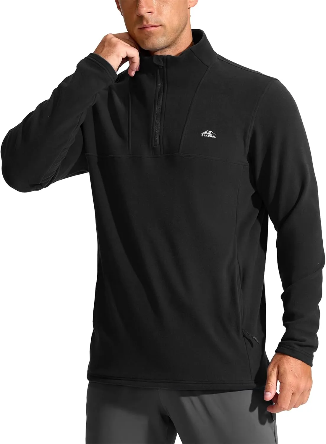 G Gradual Men's Quarter Zip Pullover with Zipper Pocket Fleece Lined Warm Sweater Golf Hiking Outdoor Lightweight Sweatshirt
