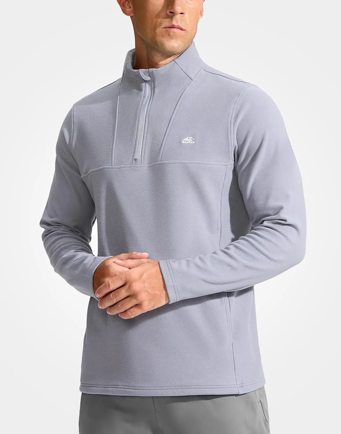 G Gradual Men's Quarter Zip Pullover with Zipper Pocket Fleece Lined Warm Sweater Golf Hiking Outdoor Lightweight Sweatshirt