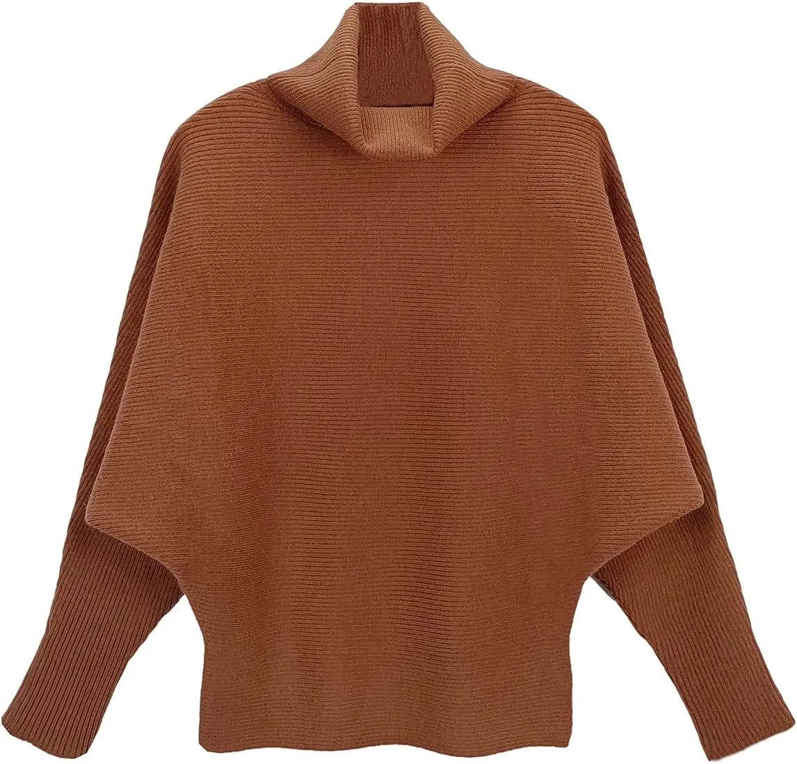 GABERLY Turtleneck Batwing Sleeves Dolman Knitted Oversized Sweaters and Pullovers Tops for Women