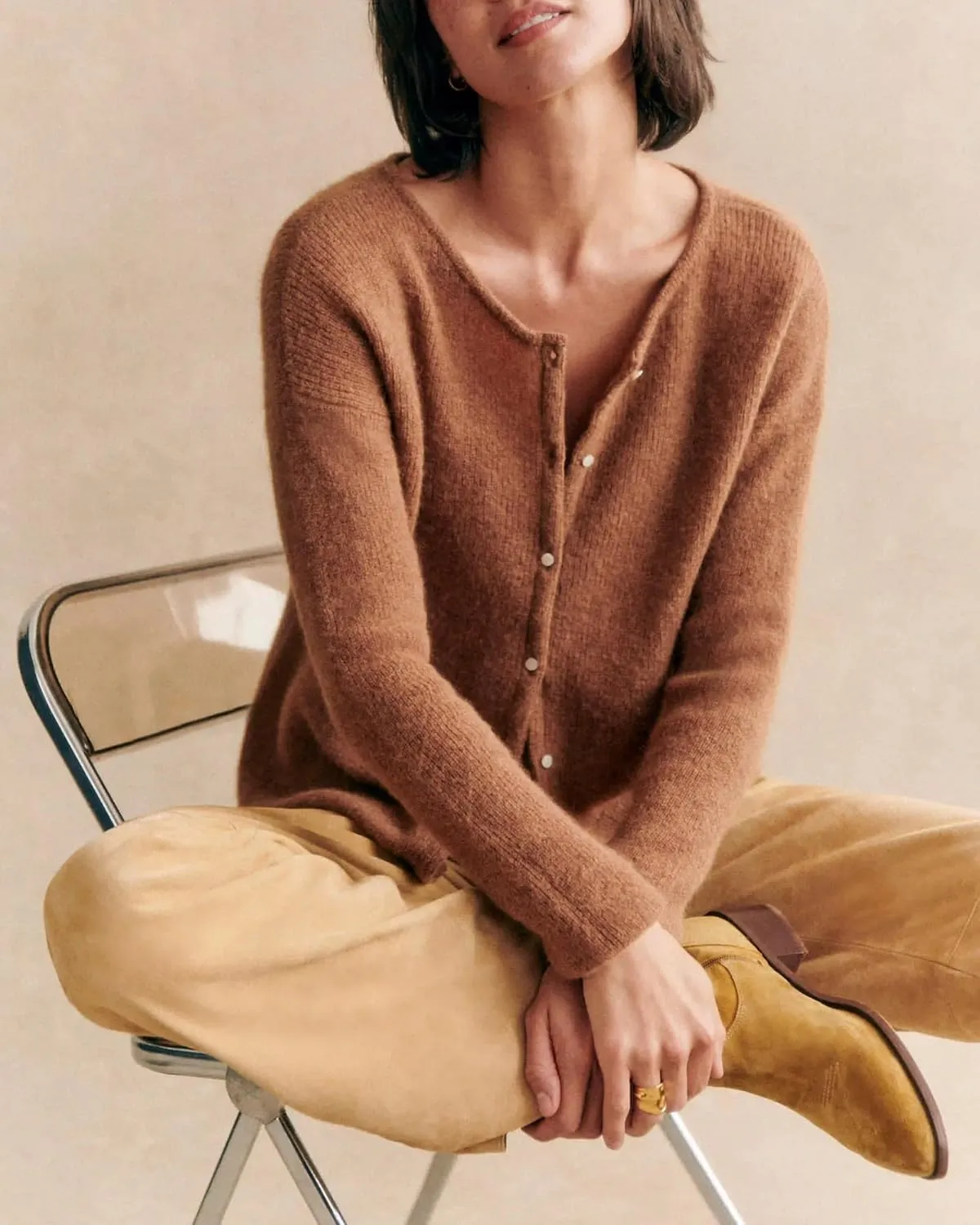 Gacaky Women's Long Sleeve Open Front Knit Lightweight Cardigan Casual Button Down Ribbed Sweater Outerwear Coats